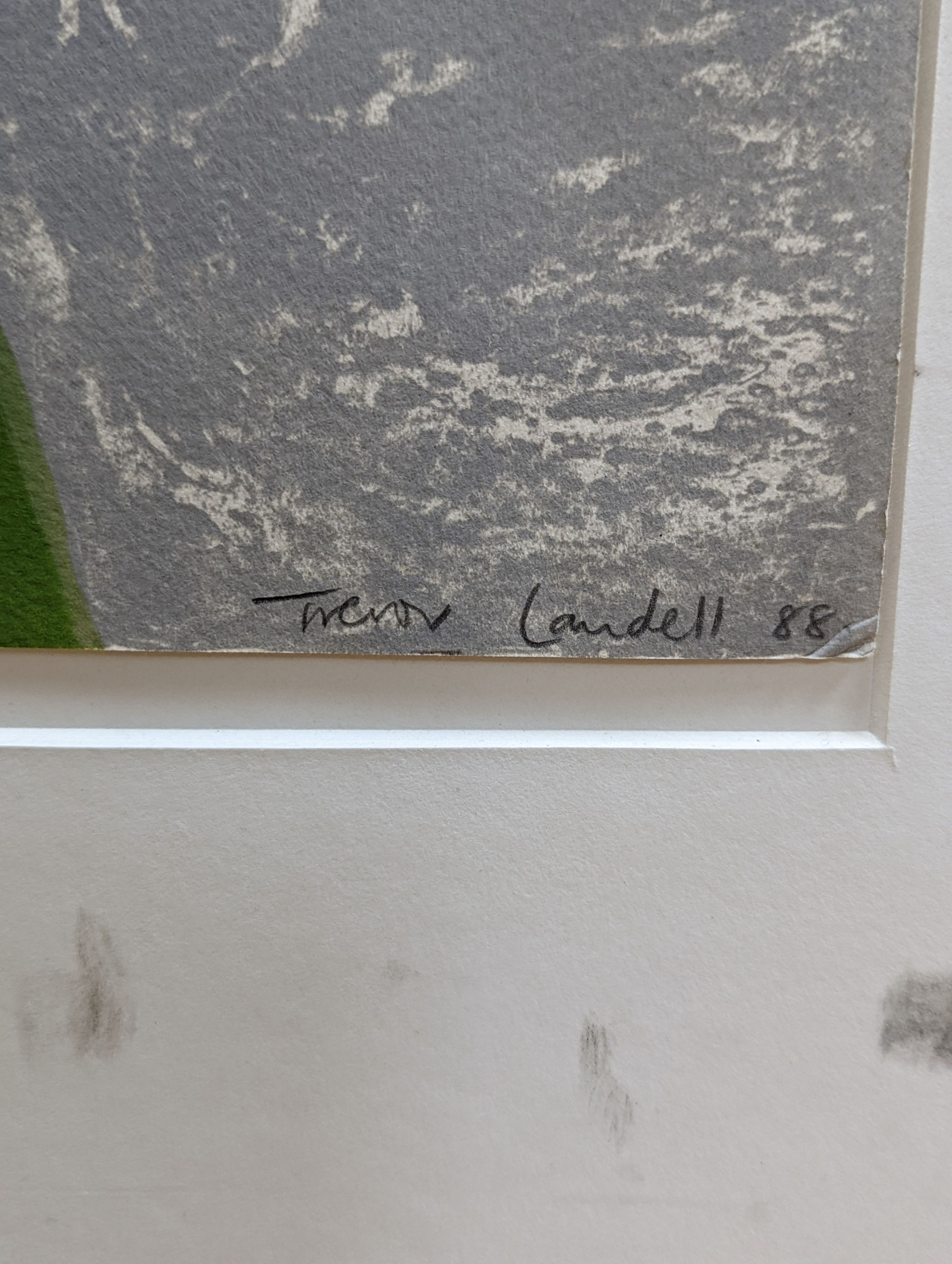 Trevor Landell (Contemporary), screenprint, 'Death man with his hand', artist's proof, signed and dated '88, 47 x 38cm